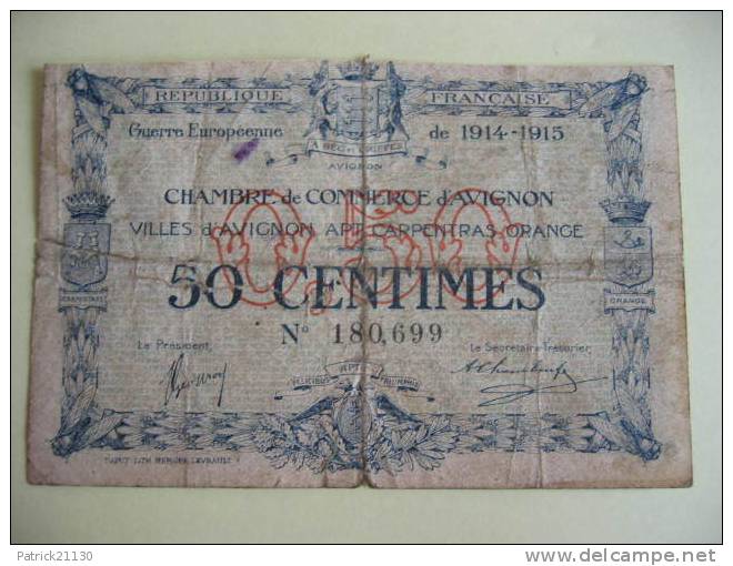 AVIGNON   0.50F REF1   11/08/1915 - Chamber Of Commerce