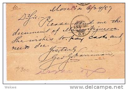 Mex075a/ Mexiko -  Almon Ambulante 1887 Auf P 13 (Brief, Cover, Lettre) - Mexiko