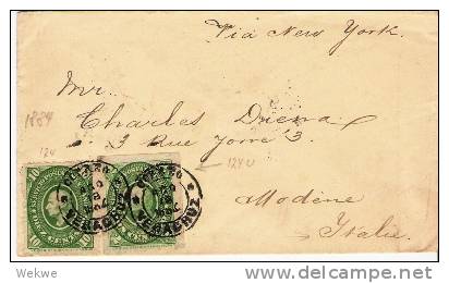 Mex147/  Mexiko -  Hidalgo Büste 10 C. Gez. + 2 C. Ungez. N. Italien (Modene) - Mexiko