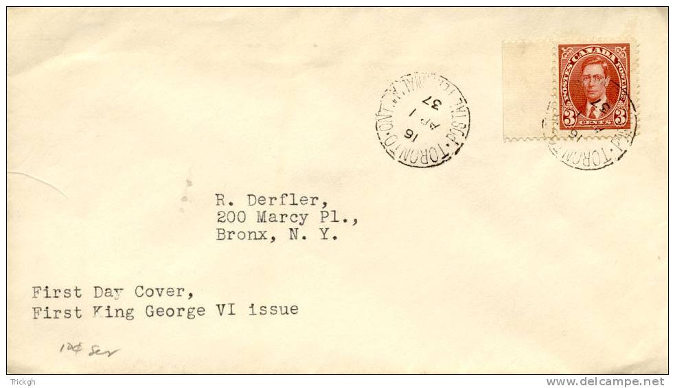 1937 TORONTO POSTAL TERMINAL A -- Bronx NY (USA) / King George VI #1 - ....-1951