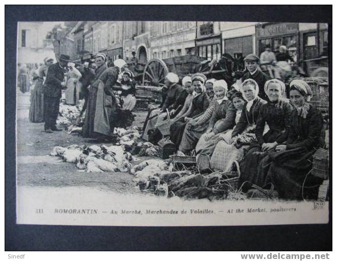 41 Loir Et Cher  ROMORANTIN  Au Marché Marchandes De Volailles  Edit  ND N°111 Gros Plan  Rare  Coiffe Poules Dindes - Romorantin