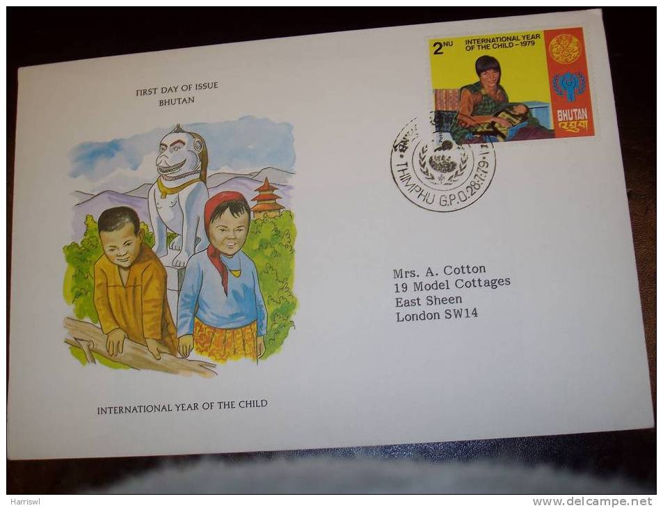 BHUTAN 1979 FDC INTERNATIONAL YEAR OF THE CHILD SENT TO UK - Bhutan