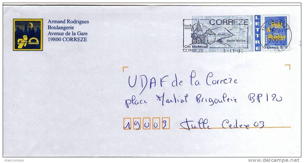 Entier Postal Repiqué Corrèze Boulangerie à Corrèze Boulanger Mettant Le Pain Au Four - Prêts-à-poster: Repiquages Privés