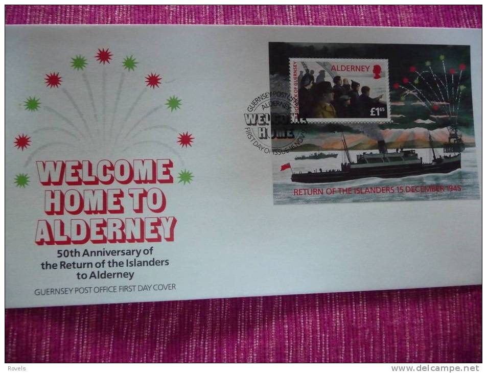 ALDERNEY FDC 16-11-1995 WELCOME HOME TO ALDERNEY S/S. - Alderney