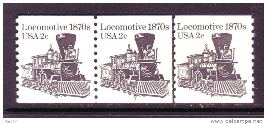 U.S. 1897aX3   Plate 3   **  LOCOMOTIVE  TRAIN - Coils (Plate Numbers)