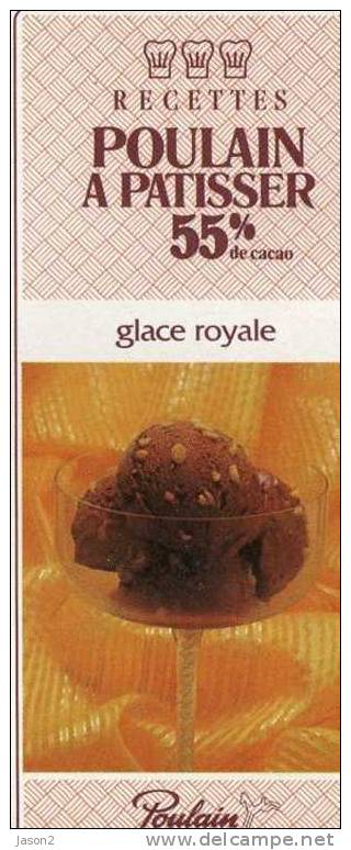 FICHE EN CARTON RECETTES POULAIN A PATISSER ( Glace Royale) - Chocolade