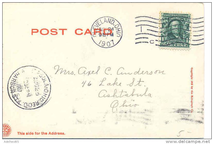 Gordon Park Toward Lake Erie, Cleveland 1907 Ashtabula, OH Postmark - Cleveland