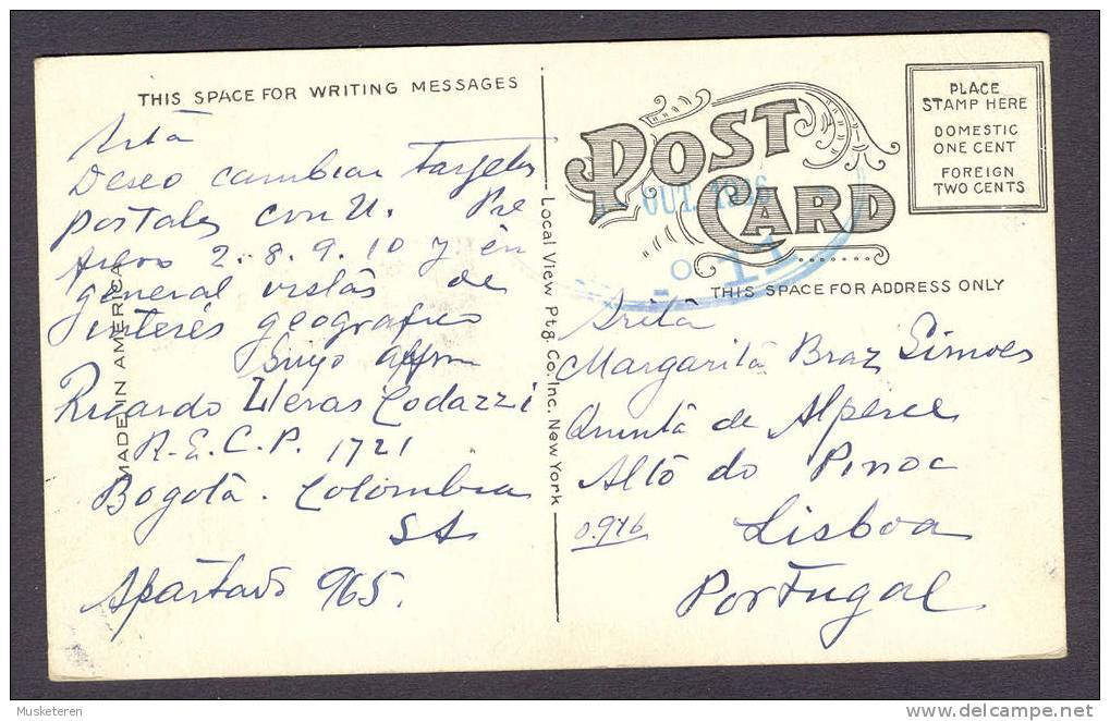 Columbia PPC Frontside Stamped Maximum Card Palacio Presidencial Bogota To Portugal 1916 (2 Scans) - Kolumbien