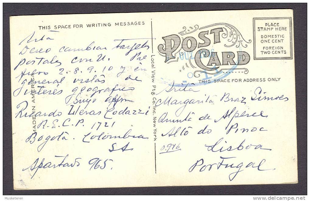 Columbia PPC Frontside Stamped Maximum Card Palacio Presidencial Bogota To Portugal 1916 (2 Scans) - Colombia