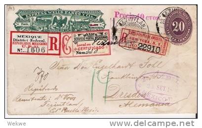 Mex188/ Mexiko - Express Wells & Fargo Ex Teziutlan 1894 To Germany, Registered. RARE - Mexiko