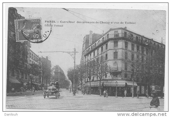 75 // 13ème, Carrefour Des Avenues De Choisy Et Rue De Tolbiac, Ed Ferrant, ANIMEE, Colorisée ** - Paris (13)