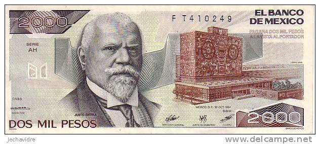 MEXIQUE   2 000 Pesos  Daté Du 30-10-1984   Pick 82c    ***** QUALITE  XF- ***** - Mexiko