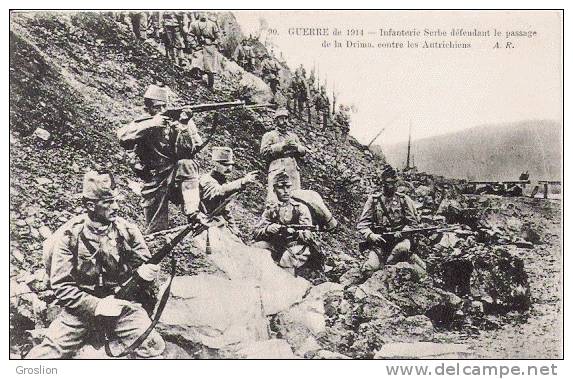 GUERRE  DE 1914 INFANTERIE SERBE DEFENDANT LE PASSAGE DE LA DRIMA CONTRE LES AUTRICHIENS A R 90 - Serbie