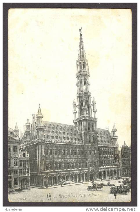 Belgium PPC Bruxelles 2055 L´Hotel De Ville Cancelled TMS Brussel Exposition 1910 Old Card (2 Scans) Leopold - Pubs, Hotels, Restaurants