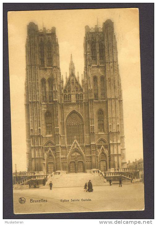 Belgium PPC Bruxelles Eglise Sainte Gudule Cancel TMS Brussel Exposition To Roma Italy 1910 (2 Scans) - St-Gilles - St-Gillis