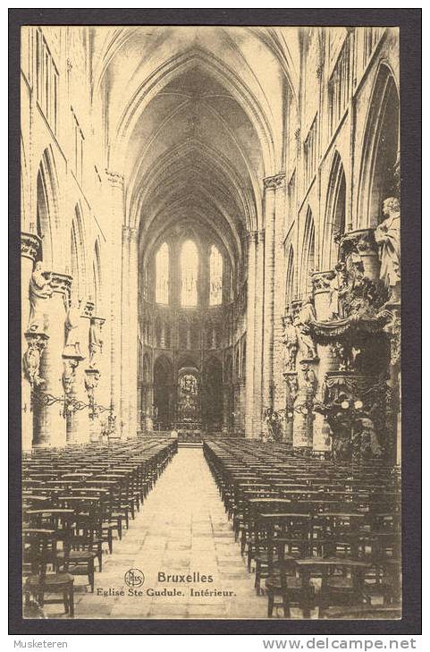 Belgium PPC 254 Bruxelles Church Eglise Ste Gudule Intérieur TMS Cancel To Germany 1929 (2 Scans) - St-Gilles - St-Gillis