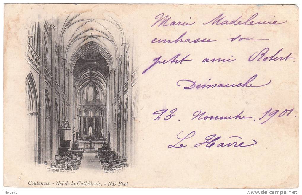 Cpa Du 50 - Coutances - Nef De La Cathédrale Vers 1900 - Coutances