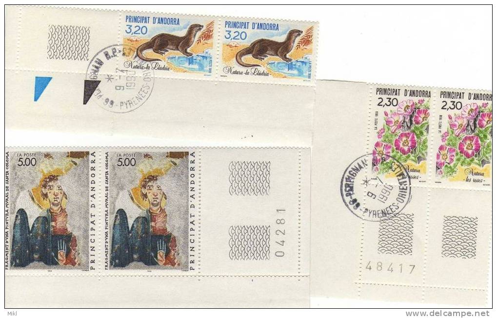 ANNEE Complete 1990** ANDORRE FRANCAIS Avec Carnet Yt 287 Et Coin De Feuilles DONT TRYPTIQUE DE GAULLE - Années Complètes