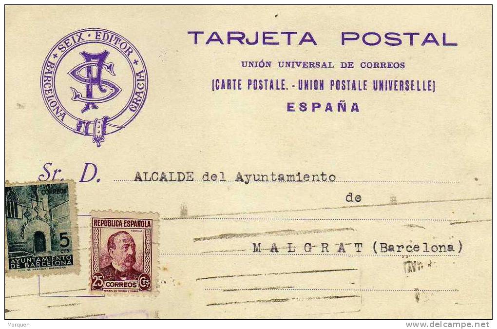 Tarjeta Postal PRIVADA Barcelona 1938 - Barcelona