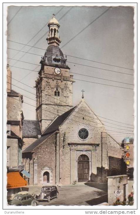 VILLEDIEU LES POELES (Manche) Eglise Cpsm Des Années 50 Renault 4cv & Simca 6 - Villedieu