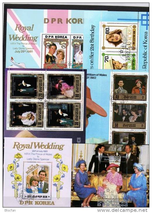 Hochzeit Diana With Charles Lady Di `s Jugend 1982 Korea 6 Block Plus Set O 80€ Honeymoon Bloc Youth Sheet Of Corea Rar! - Corée (...-1945)