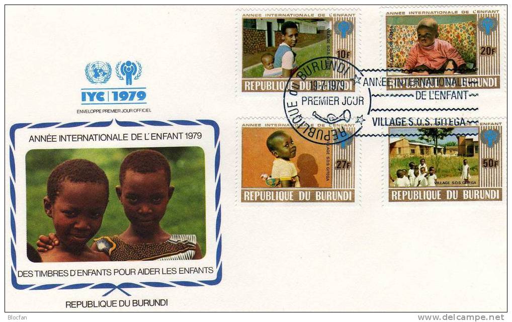 UNICEF Kindertag 1979 SOS - Kinderdorf Burundi 1501/4 + Block 109 FDC 43€ - UNICEF