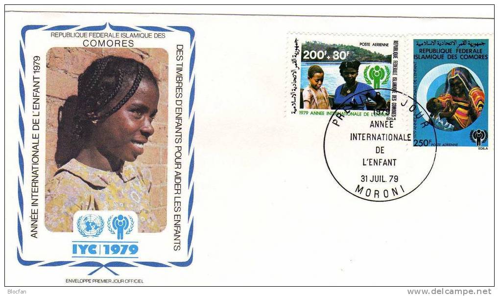 UNICEF Kindertag 1979 Mutter Mit Kind Comores Komoren 566/7 + Block 217 FDC 16€ - UNICEF