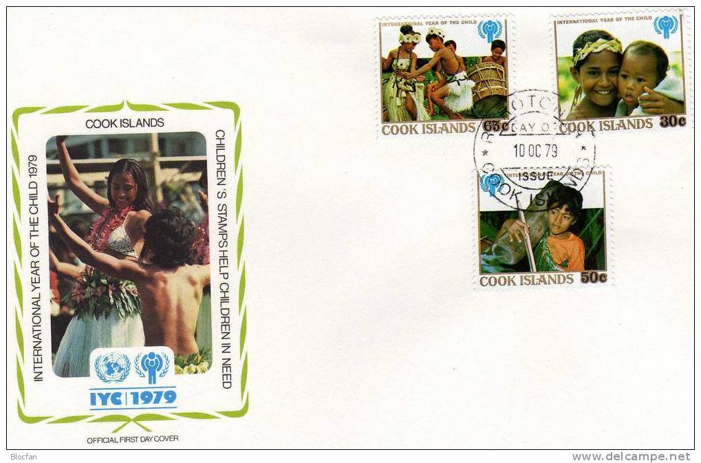 UNICEF Kindertag  1979 Geschwister - Kinder Cookinsel 618/0 + Block 91 FDC 11€ - UNICEF