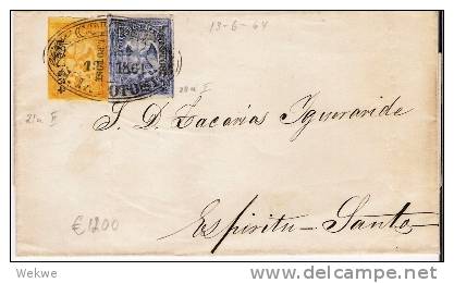 Mex174/ Mexiko. Kaiserreich Adler + 2 Reales, Potosi, 1864 Zudruck (Brief, Cover, Letter, Lettre1 - Mexiko