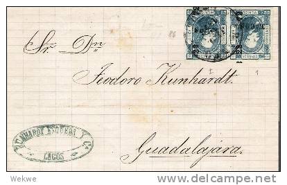 Mex176/ Mexiko. Seltene Geschnittene Ausgabe Von 1872, 12 Cent. Im Paar Ex Potosi (Brief, Cover, Letter, Lettre) - Mexiko