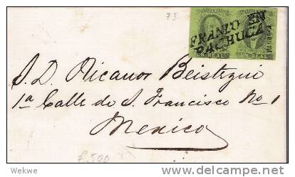 Mex183/ Mexiko,  Franco En Pachuga Auf Paar Hidalgo Un Real 1861,(nur Voderseite)(Brief, Cover, Letter, Lettre) - Mexiko