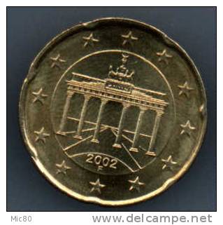 Allemagne 20 Cts Euro 2002 F Sup+ - Germany