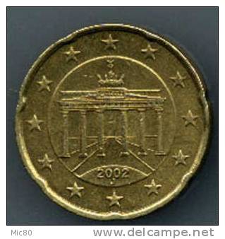 Allemagne 20 Cts Euro 2002 J Sup - Allemagne