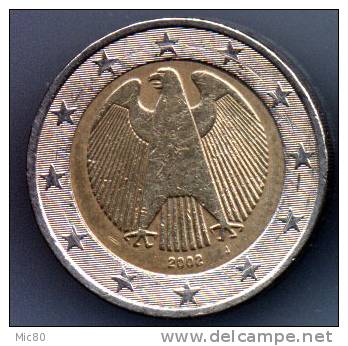 Allemagne 2 Euros 2002 J Tranche B Ttb/sup - Duitsland