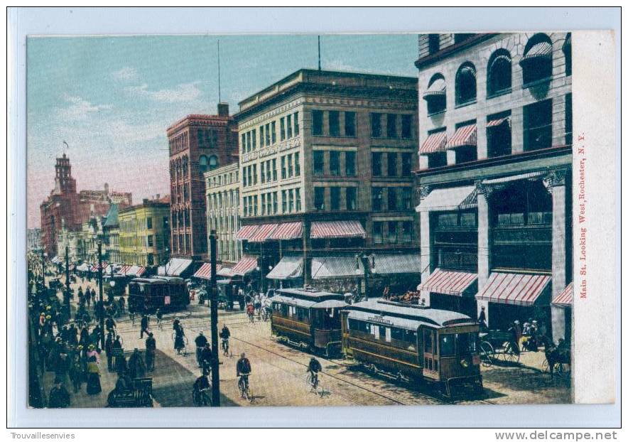 MAIN St. LOOKING WEST - ROCHESTER N. Y. - TRAMWAYS - Rochester