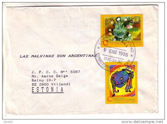 GOOD ARGENTINA Postal Cover To ESTONIA 1996 - Nice Stamped: Children; Penguins - Storia Postale