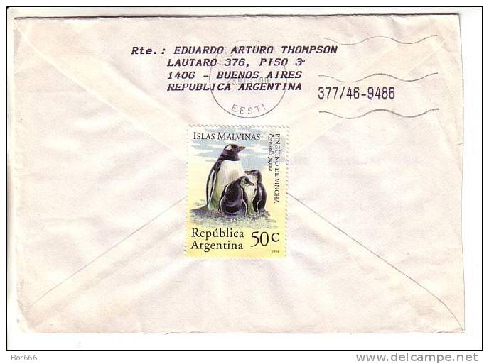 GOOD ARGENTINA Postal Cover To ESTONIA 1996 - Nice Stamped: Children; Penguins - Covers & Documents