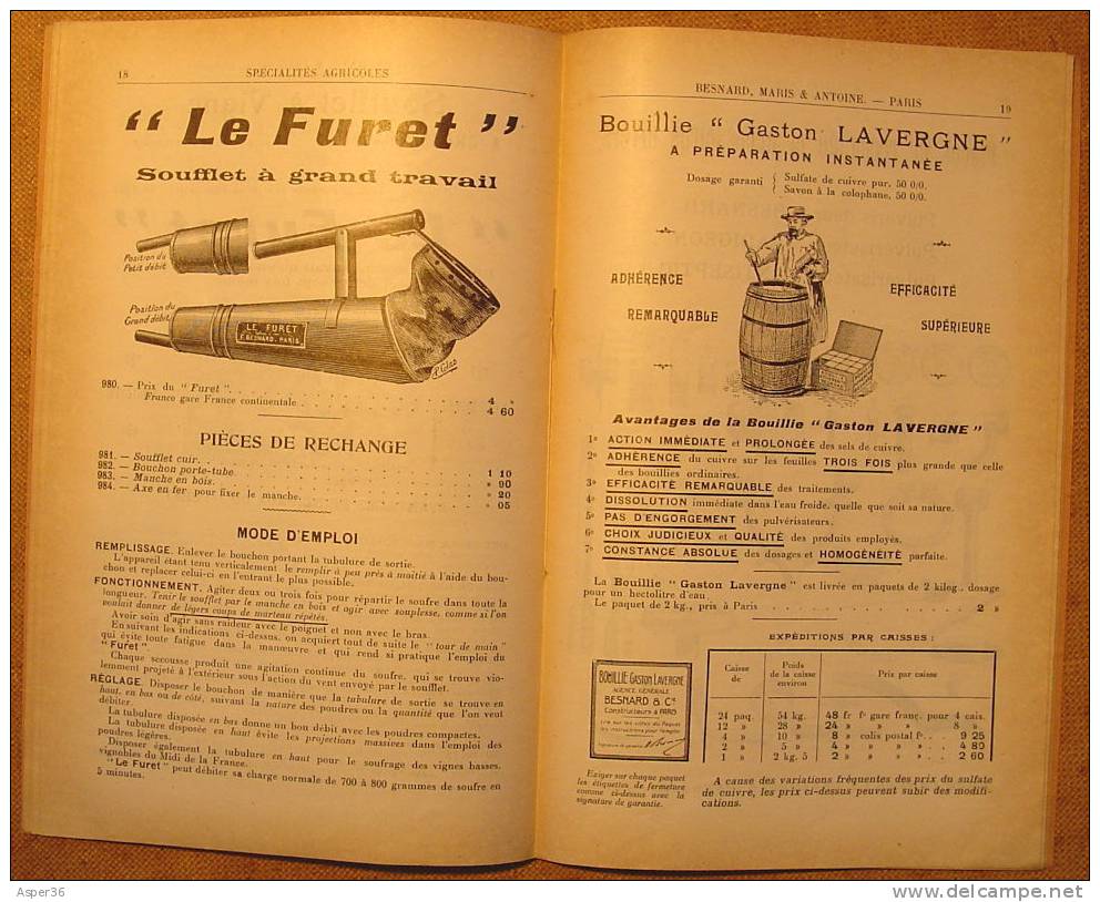 catalogue "Spécialités Agricoles, Besnard, Maris & Antoine, Paris ca 1910"