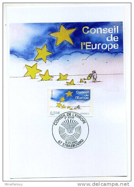 CARTE MAXIMUM 1ER JOUR CONSEIL DE L´EUROPE LE PENSEUR D'ESPOIR - Institutions Européennes
