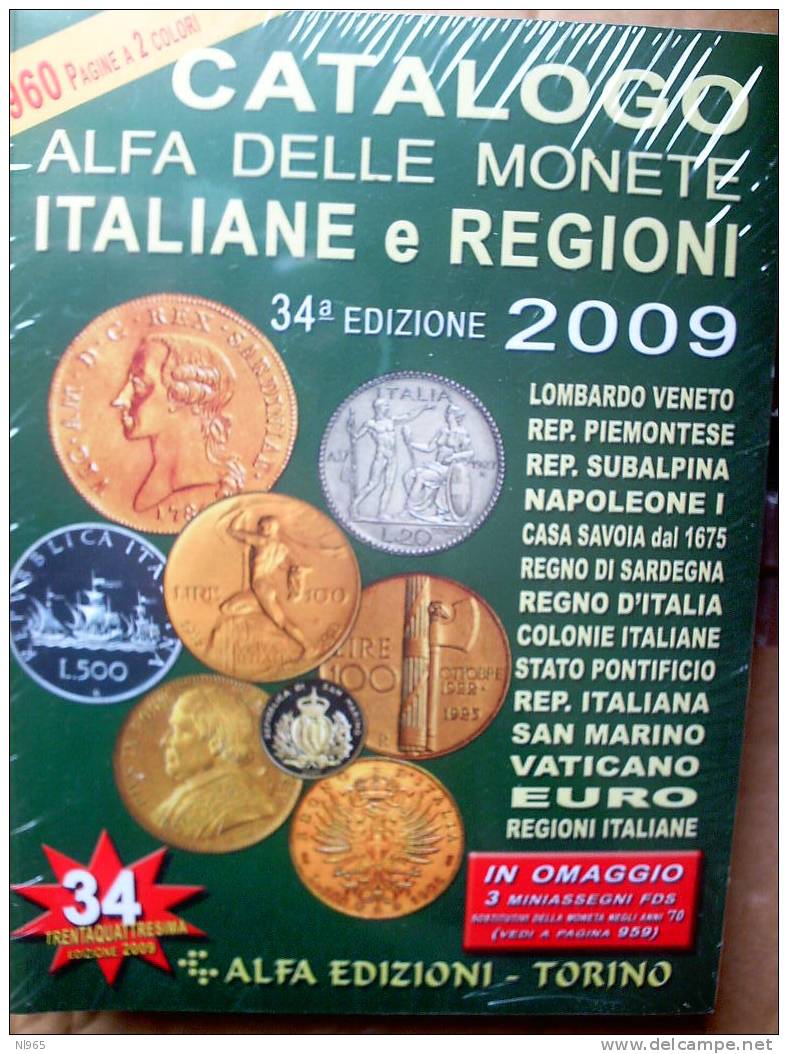 CATALOGO ALFA   DELLE MONETE  ITALIANE  E REGIONI  ANNO 2009 - Libros & Software