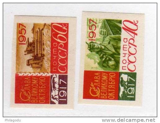 Russie 1957, Gloire à Octobre, N° 1988 / 89 Non Dentelé , Neuf ++  Cote 15 €   AGRICULTURE - Unused Stamps