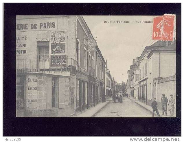 Doué La Fontainerue Foullo...? édit.gauché Metay Affiche Félix Potin , La Couventine Liqueur Jaune  Belle Carte - Doue La Fontaine