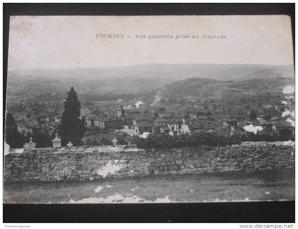 FIRNIMY - Vue Générale Prise Du Cimetière - Très Belle Carte Malgré Quelques Manques De Surface (voir Scan) - Firminy