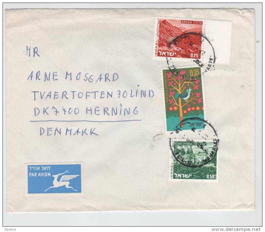 Israel Air Mail Cover Sent To Denmark 27-5-1975 - Luchtpost