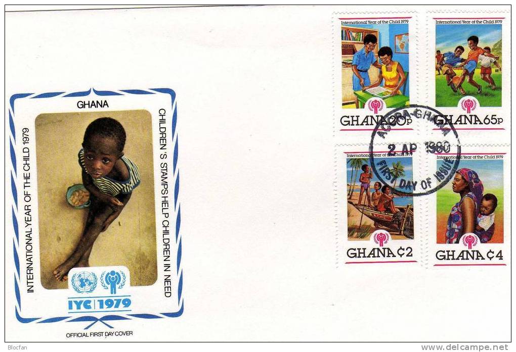 UNICEF Kindertag 1979 Kinder In Der Schule Ghana 805/8 + Block 81 FDC 16€ - UNICEF