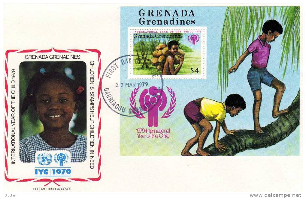 UNICEF Kindertag  1979 Kinder Und Freizeit Grenadienen 325/8 + Block 42 FDC 9€ - UNICEF