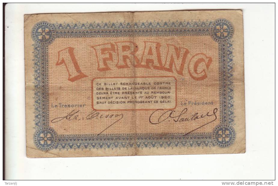 Billet De Nécessité De La Chambre De Besançon Et Du Doubs :  1 Franc - Bonds & Basic Needs