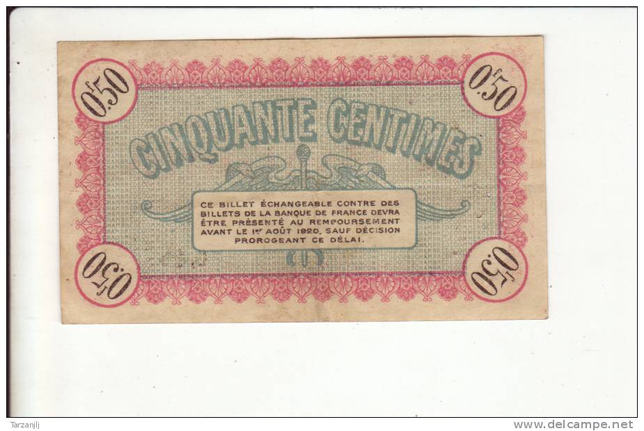 Billet De Nécessité De La Chambre De Besançon Et Du Doubs :  50 Centimes - Buoni & Necessità