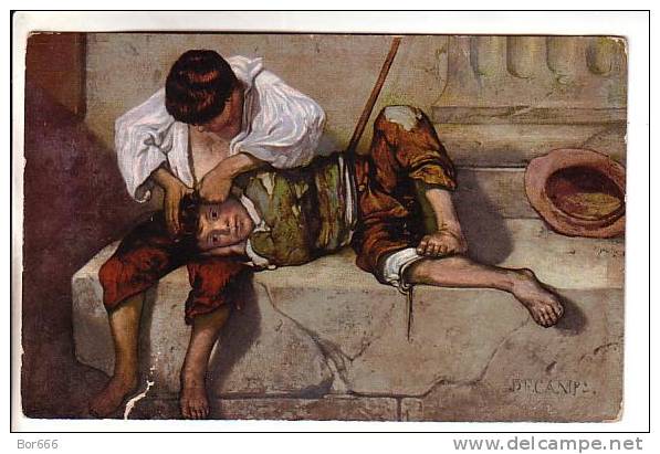 GOOD OLD ART POSTCARD - Decamps - Beggar Boy´s - Peintures & Tableaux