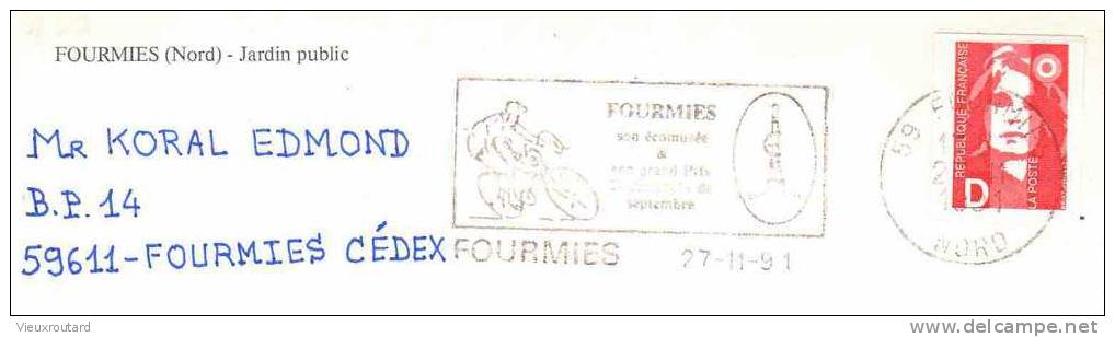 CPSM. FOURMIES. JARDIN PUBLIC. DATEE 1991. FLAME. - Fourmies